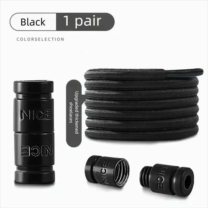 Colorful Metal Lock Sneakers Elastic Shoelaces No Tie Sports Shoe Laces Capsule Lock Stretch Rubber Shoestrings for Easy Wear