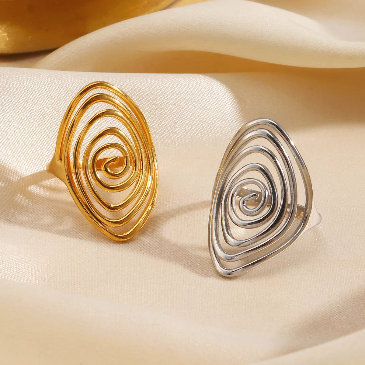 LATS Creaive Stainless Steel Spiral Ring for Women Man Minimalist Irregular Twisted Swirl Rings Fashion Jewelry Unique Gifts