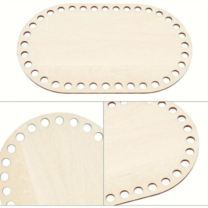 3pcs/set DIY Basket Weaving Supplies Oval Blank Solid Crochet Basket Wood Base Natural Wooden Basket Bottom for Craft Making