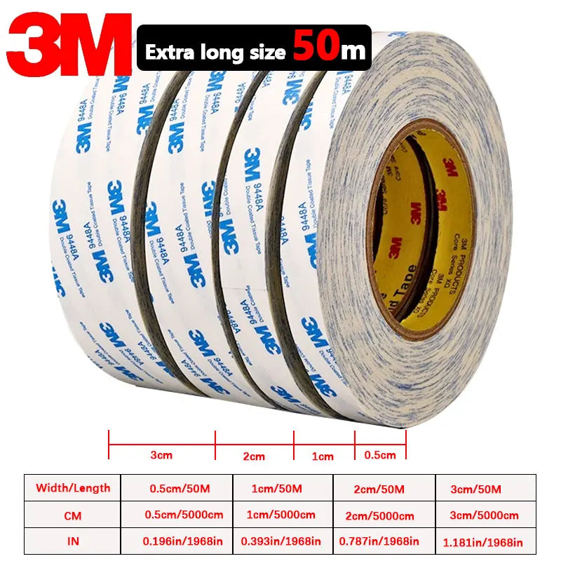 3M 9448A double-sided adhesive, ultra-thin, high viscosity, fixed, strong, non-trace, high temperature white 3M adhesive.