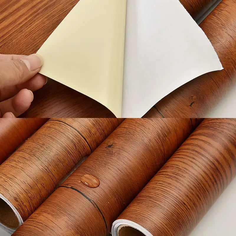 Wood Grain DIY Sticker PVC Self Adhesive Waterproof Wallpapers Renovation Furnitures Wall Stickers Home Decor Sticky Paper De