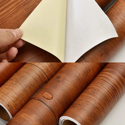 Wood Grain DIY Sticker PVC Self Adhesive Waterproof Wallpapers Renovation Furnitures Wall Stickers Home Decor Sticky Paper De