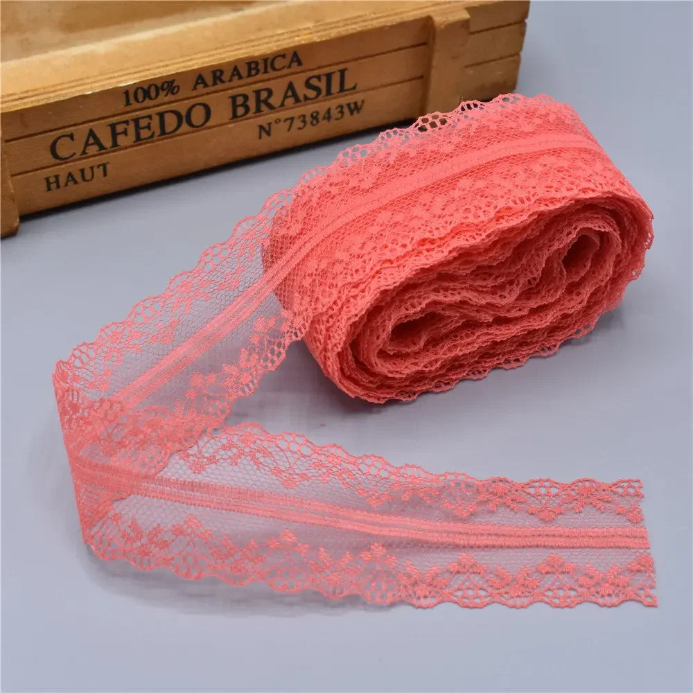 10Yards Lace Ribbon 40mm Wide White African Lace Fabric for Sewing Clothes Embroidered Lace for Crafts Trim Underwear Diy Tul