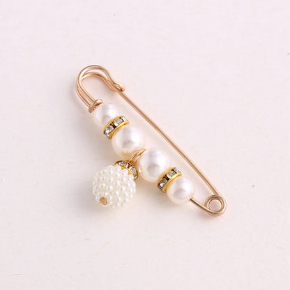 Women New Cute Imitation Pearl Rhinestone Brooch Anti-lighting Skirt Waist Pin Fashion Jewelry Accessories Gifts - 5.5CM 2203