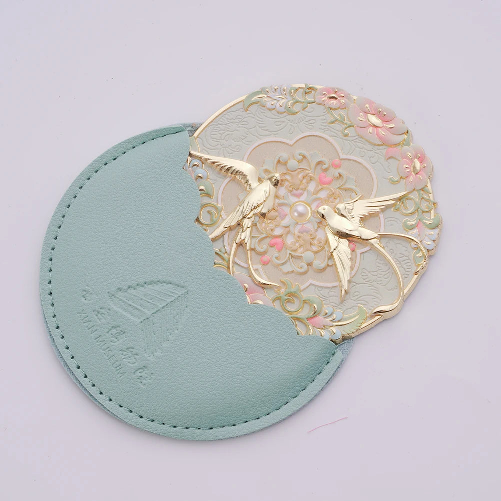 Vintage Chinese Style Mirror Peony Delicate Flower Mini Mirror Cosmetic Tools Portable Pocket Make-up Mirror
