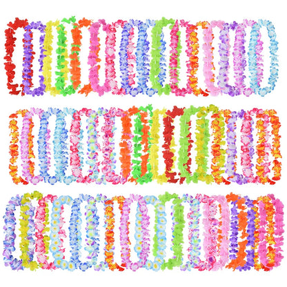 10/20/50pcs Hawaiian Flower Wreath Necklace Summer Tropical Birthday Party Decoration Luau Wedding Artificial Flower Garland 