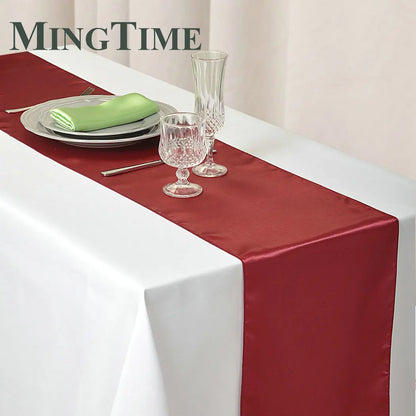 Satin Table Runner 30cm X 275cm Wedding Party Supply Christmas Home Modern Coffee Dining Luxury Table Decoration 12" X 108" -