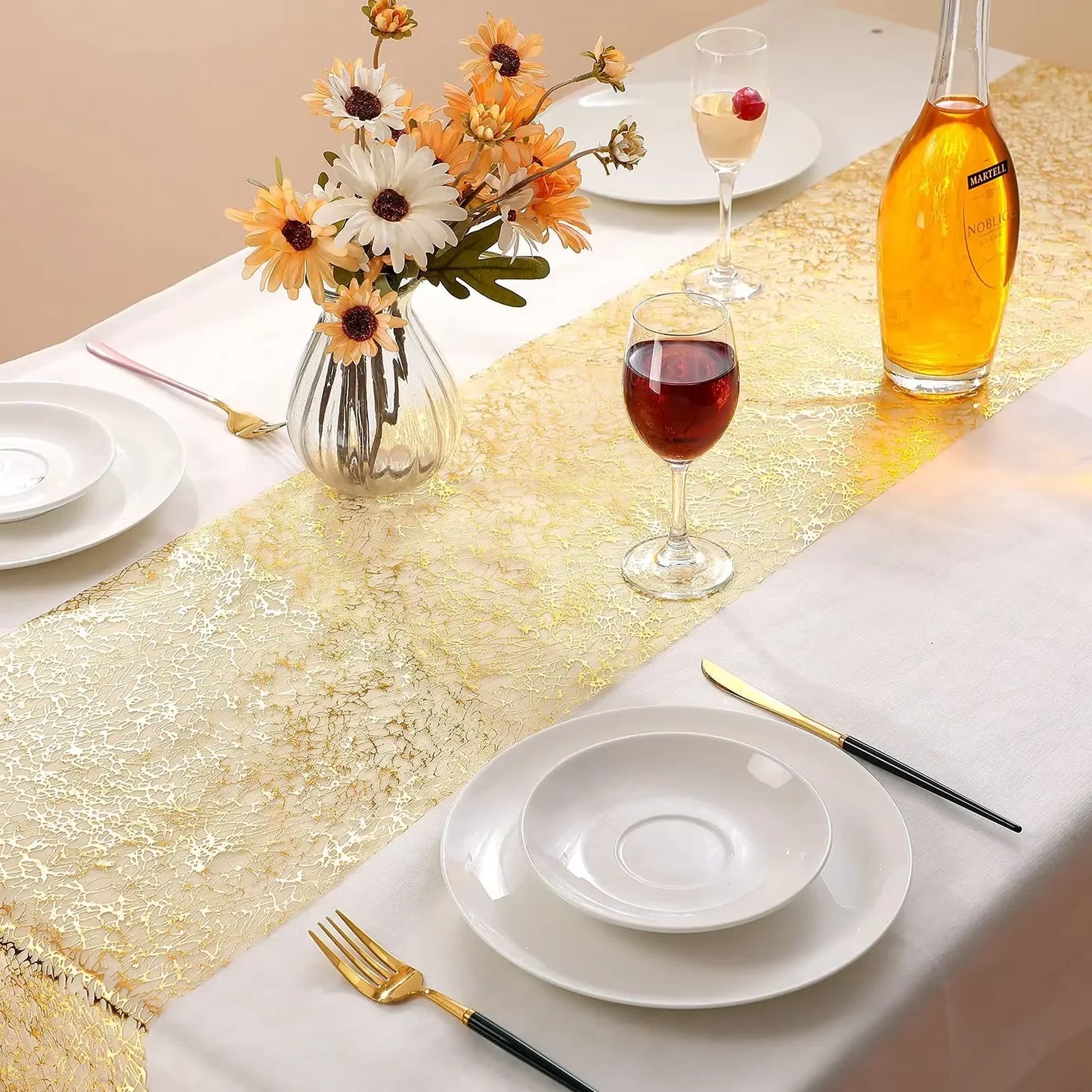 Gold Table Runner Metallic Glitter Table Cloths Runner Metallic Roll Rectangle for Birthday Wedding Home Table Decor