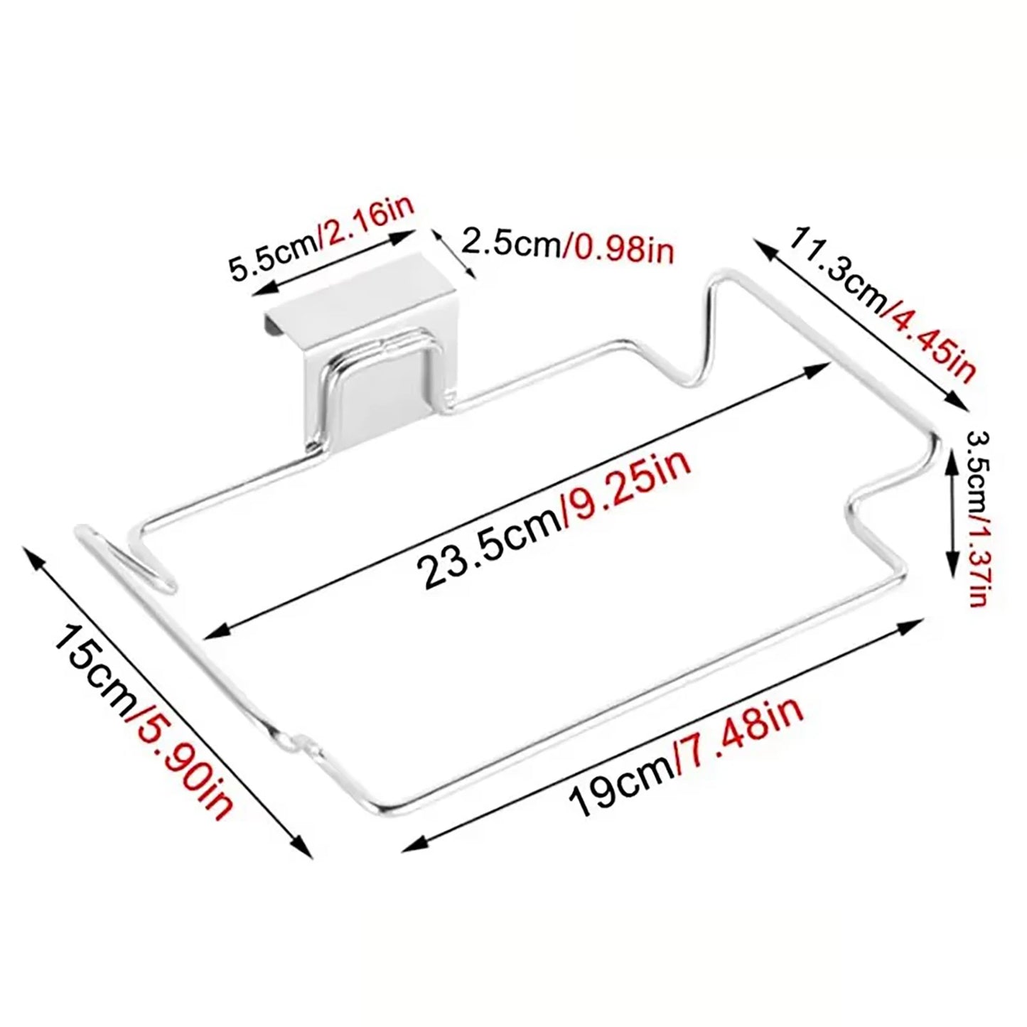Kitchen Non Perforated Stainless Steel Garbage Rack With Hanging Bracket, Cabinet Door With Cloth And Garbage Bag Storage Rac