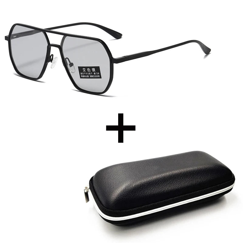 Luxury Metal Photochromic Sunglasses Men Women Fashion Polarized Sun Glasses Stylish Chameleon Anti-glare Driving Shades UV40