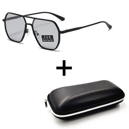 Luxury Metal Photochromic Sunglasses Men Women Fashion Polarized Sun Glasses Stylish Chameleon Anti-glare Driving Shades UV40