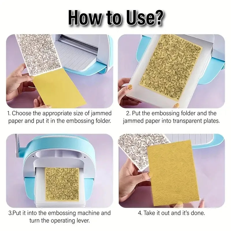 1Pc Embossing Folder Leaf Background Pattern Plastic Embossing Folder Machine Template for Card Making Scrapbook Paper Album 
