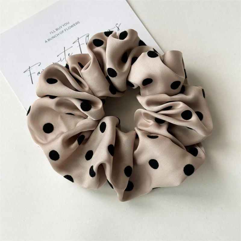 Korean Women Hair Simple Satin Scrunchies Wave Point Hair Band For Girls Ponytail Holder Rubber Bands Hair Ties Hair Accessor