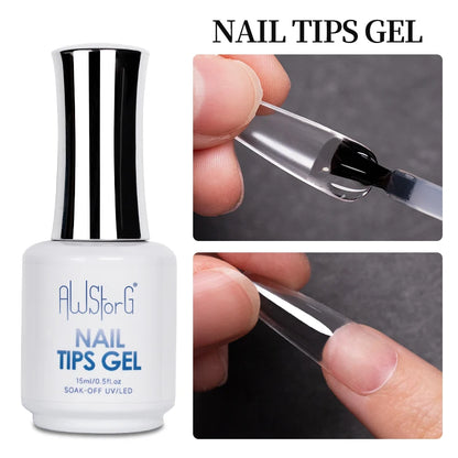 AWStorG 15ML Nail Tips Glue Gel For Falses Nail Tips Fast Extension 3 IN 1 Function Nails Art Transparent Gel Polish Soak Off