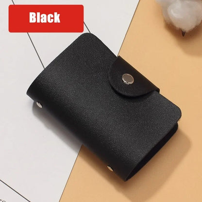 Business Card Holder Anti-theft ID Credit Card Holder Fashion Women's 24 Cards Slim PU Leather Pocket Case Coin Purse Wallet