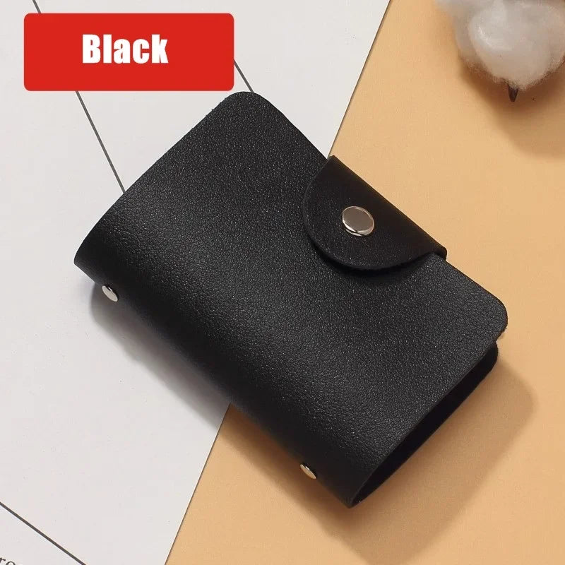 Business Card Holder Anti-theft ID Credit Card Holder Fashion Women's 24 Cards Slim PU Leather Pocket Case Coin Purse Wallet 