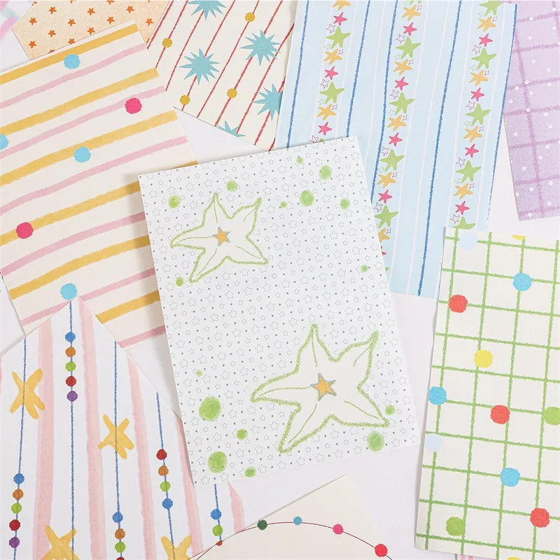 100sheets Ins Wave Point Line Painting Memo Material Paper DIY Handmade Scrapbooking Decor Journal Aesthetic Supplies