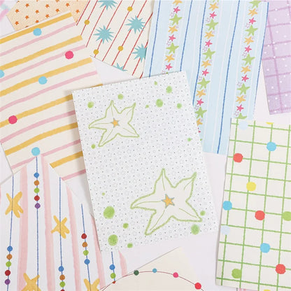 100sheets Ins Wave Point Line Painting Memo Material Paper DIY Handmade Scrapbooking Decor Journal Aesthetic Supplies