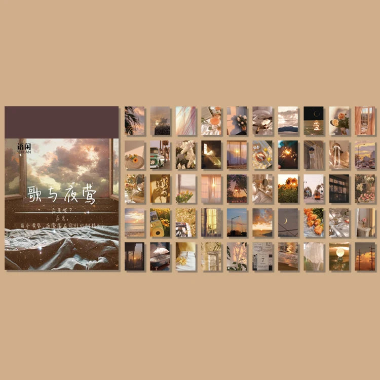 Yoofun 50 Sheets Natural Scenery&Art Paintings Stationery Stickers Book Aesthetic Landscape Cute Scrapbooking Planner Journal