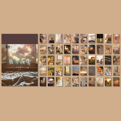 Yoofun 50 Sheets Natural Scenery&Art Paintings Stationery Stickers Book Aesthetic Landscape Cute Scrapbooking Planner Journal