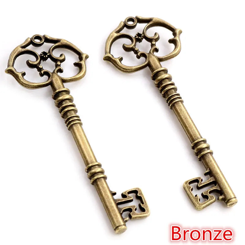 83x31mm 2pcs Bronze Green Gold Colors Antique silver color Plated Key Handmade Charms Pendant:DIY for bracelet necklace - Bro