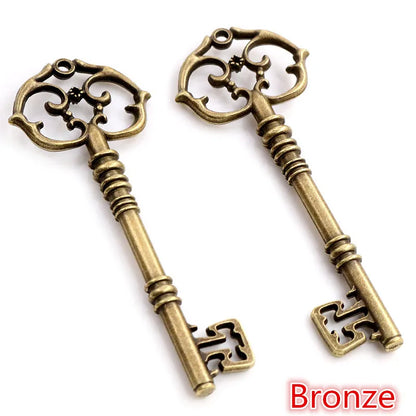 83x31mm 2pcs Bronze Green Gold Colors Antique silver color Plated Key Handmade Charms Pendant:DIY for bracelet necklace