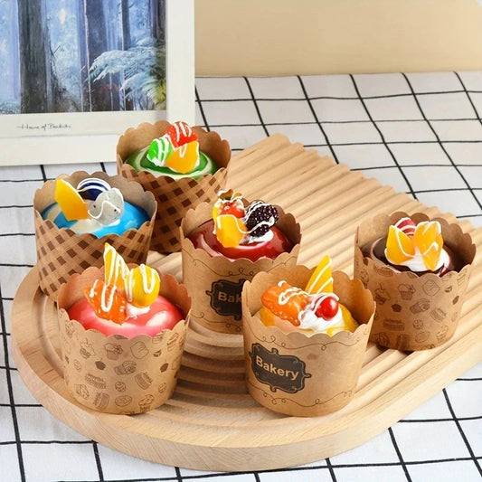 50pcs, Heat-Resistant Kraft Paper Muffin Cups for Baking and Serving - Small Kitchen Accessories for Cakes, Pastries, and Mor