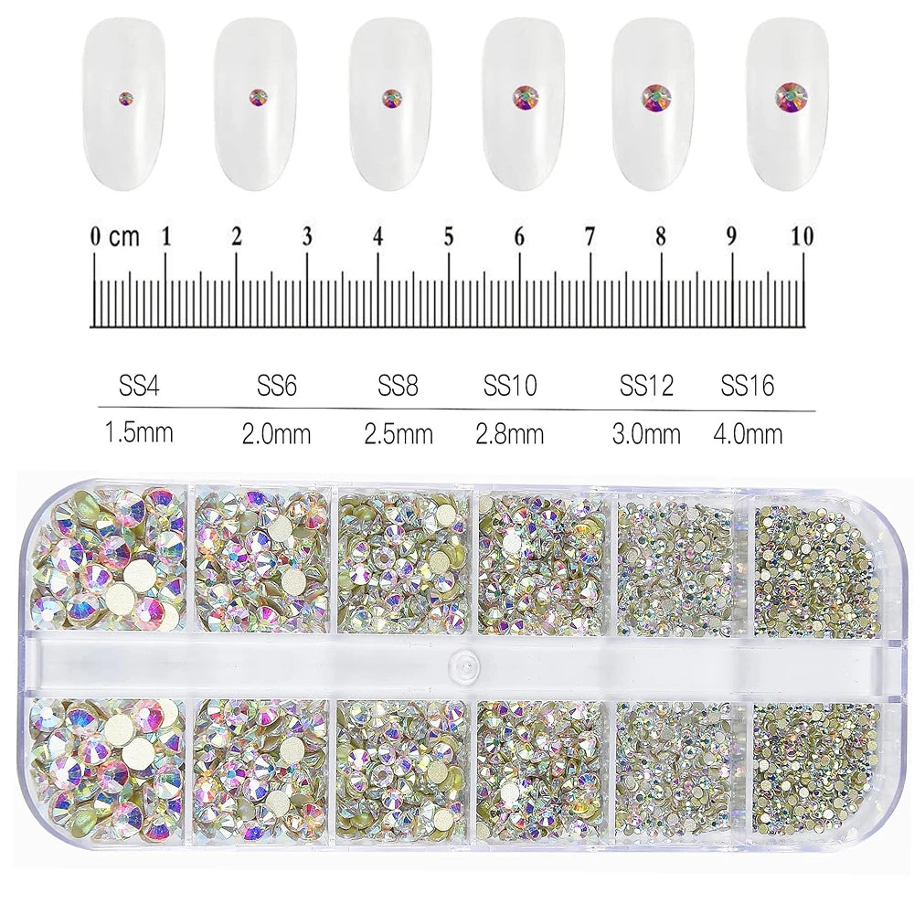 100/50cm Long Luxury Crystal Chain Nail Charms 1.5/2mm Shinying Clear/AB Diamond Nail Art Metal Steel French Manicure Crystal
