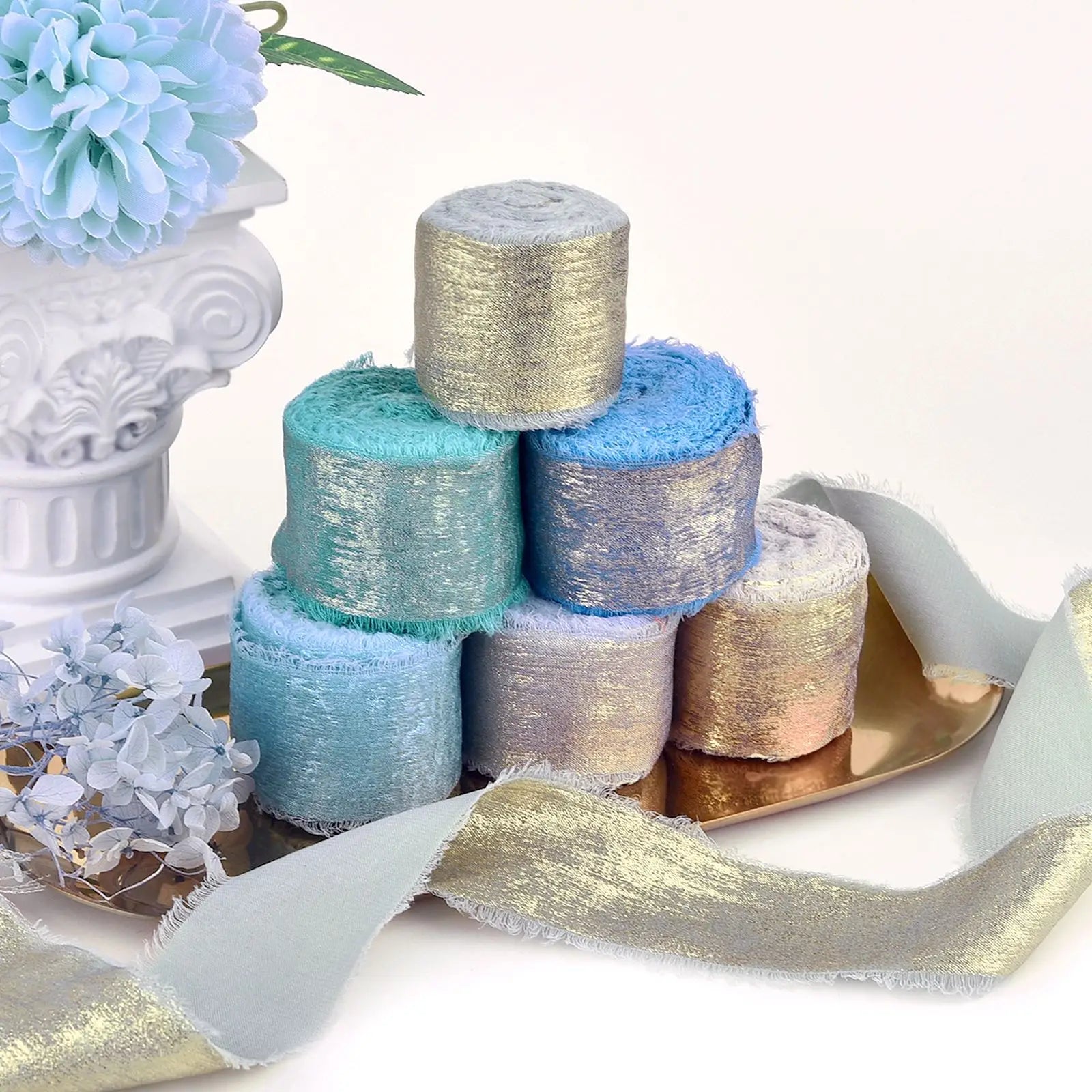 5M/Roll Silk Ribbon Handmade Ripped Ribbon Wedding Party Bowtie Bouquet Packaging DIY Ribbon Gift Box Ribbon Tie Decoration