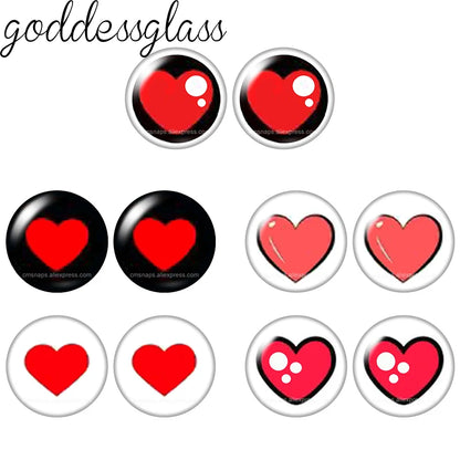 Glass Cartoon Doll Round Eyes Heart Pupil Lovely 10pcs 12mm/18mm/20mm/25mm Round Cabochon Flat Back Making Findings Jewelry -
