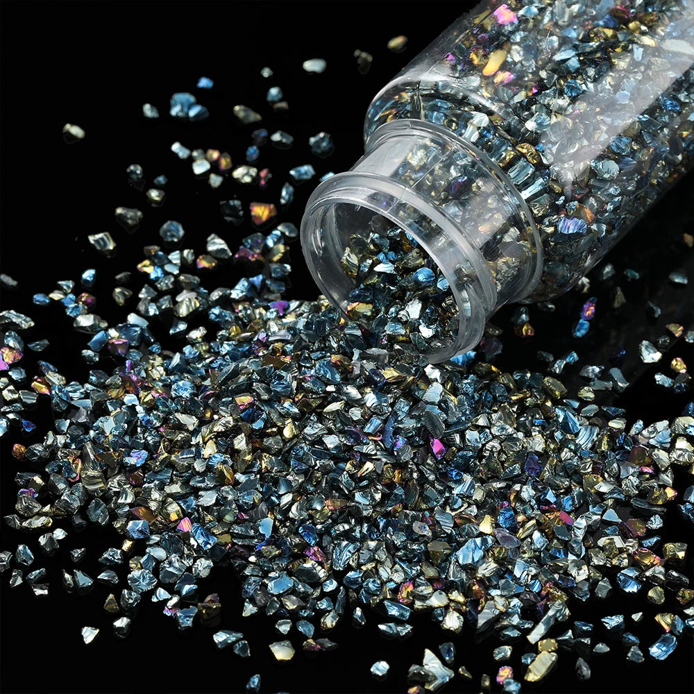 30g/Bottle Glass Crushed Stones Resin Fillings for DIY Epoxy Resin Mold Irregular Crystal Nail Art Decoration Jewelry Making 