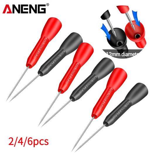 2/4/6pcs Insulation Piercing Needle Pin Non Destructive Multimeter Test Probe 10A 600V for 2/4mm Test Lead Multimeter Test Pr