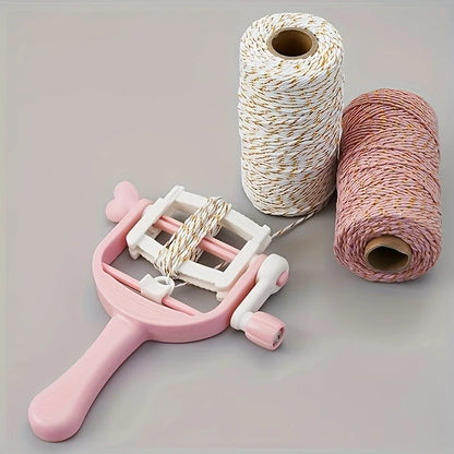 Pom Maker, Handheld Fringe Tool, DIY Yarn Ball Winder, Mini Tassel Craft Kit with Hand Crank