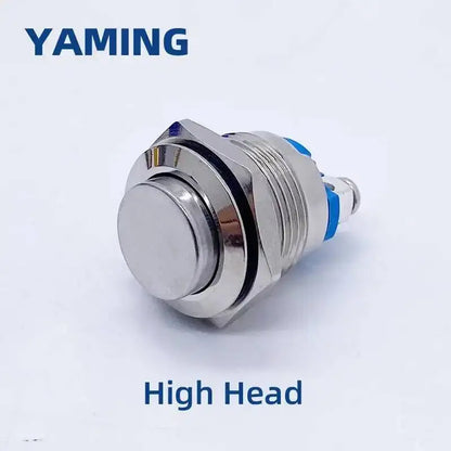 16mm Metal Push Button Switch IP65 Waterproof Nickel Plated Brass Press Button Self-reset 1NO High/Flat/Shape Round Momentary