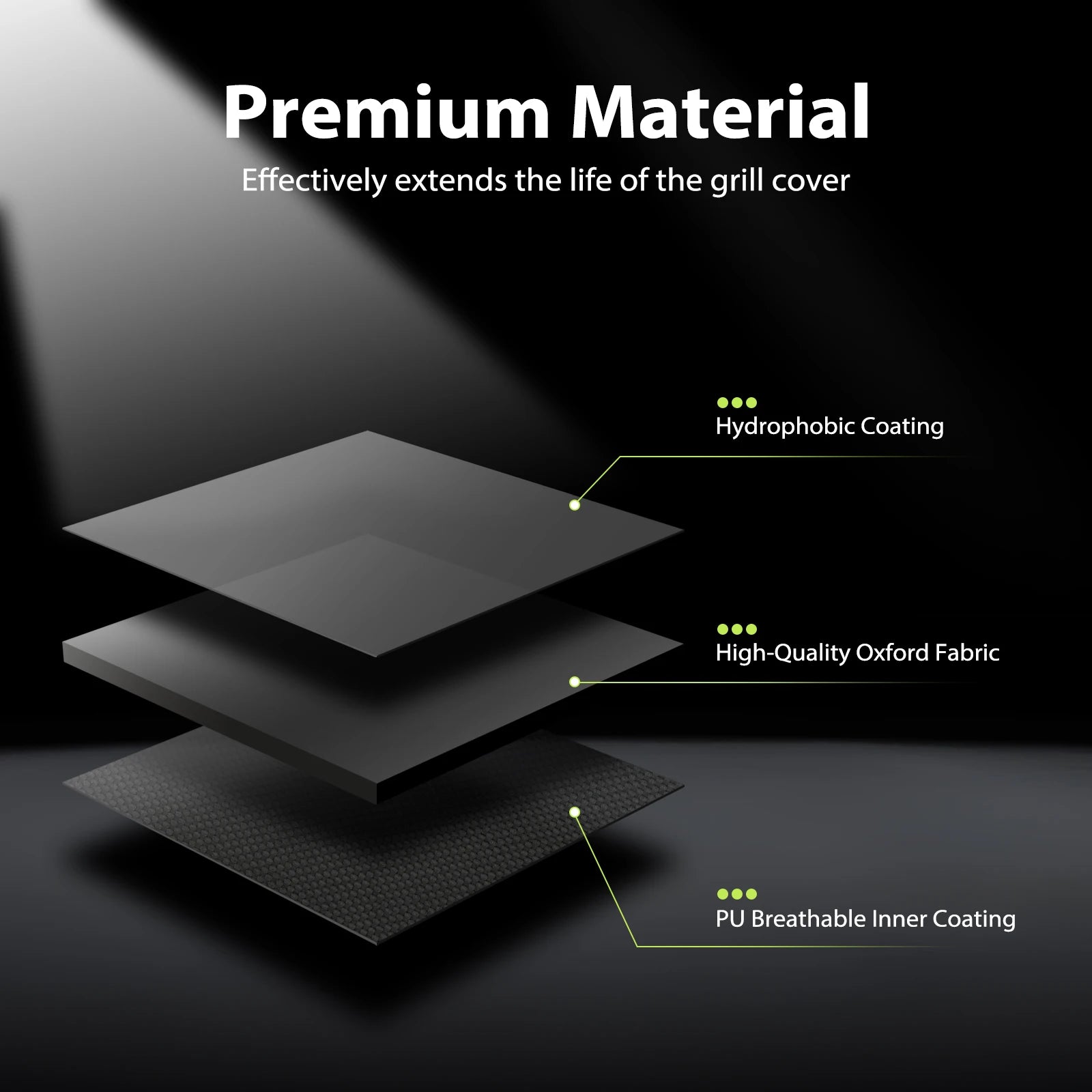 BBQ Cover, Waterproof Oxford Fabric with Reflective Strips, Anti-UV, Windproof & Rip-Proof, for Weber, Brinkmann, Char Broil