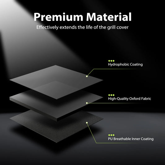 BBQ Cover, Waterproof Oxford Fabric with Reflective Strips, Anti-UV, Windproof & Rip-Proof, for Weber, Brinkmann, Char Broil