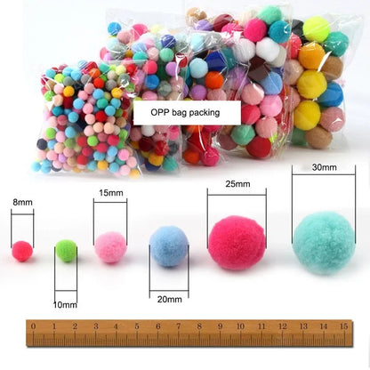 Assorted Pompom 8/10/15/20/25/30mm Fluffy Soft Pom Poms Balls Mixed Pompoms for DIY Crafts Wedding Decor Kid Toy Sewing Suppl