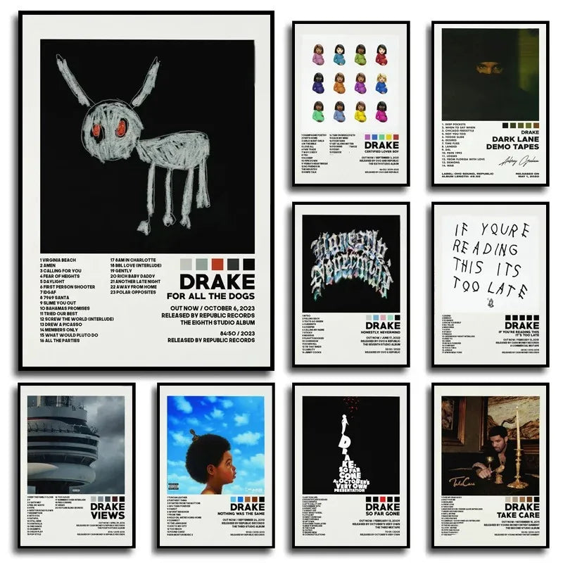 Poster Prints New Drake Views Take Care Her Loss Dogs Music Album Cover Canvas Painting Wall Art Picture Living Room Home Dec