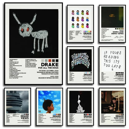 Poster Prints New Drake Views Take Care Her Loss Dogs Music Album Cover Canvas Painting Wall Art Picture Living Room Home Dec