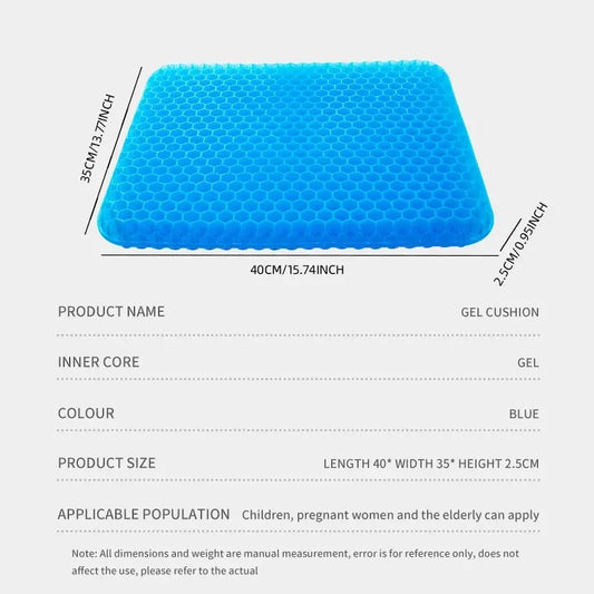 Gel Seat Cushion Summer Breathable Honeycomb Design For Pressure Relief Back Tailbone Pain - Home Office Wheelchair Chair Car