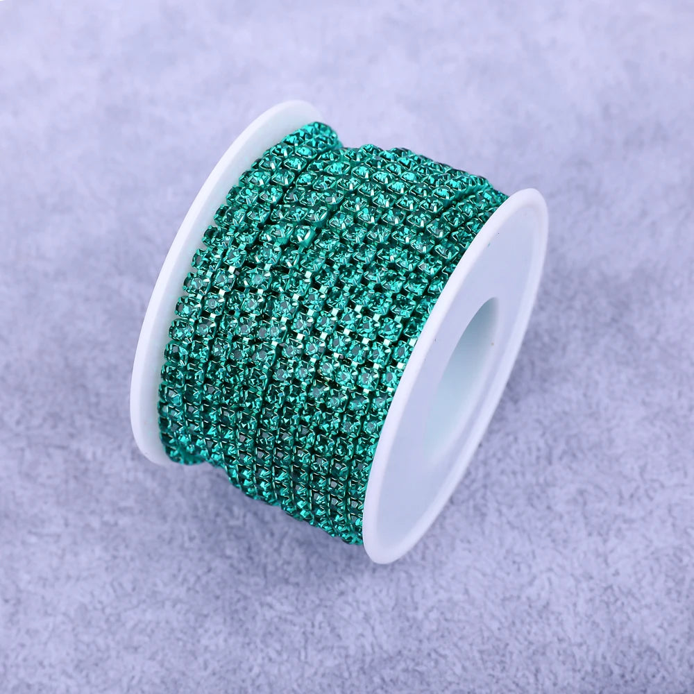 Crystal 10 Yard Rhinestones Trim Stone Cup Chain Gold Diamond Strass Decorative Applique Crystal Trimmings For Dresses - Gree