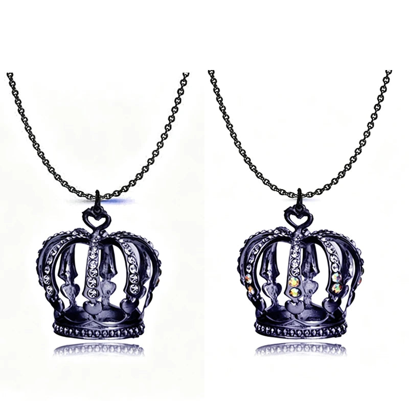 Elegant Crown Pendant Necklace Large Clavicle Chain Sweater Chain Fashion Jewelry Accessory Multiple Colors for Women Girls G