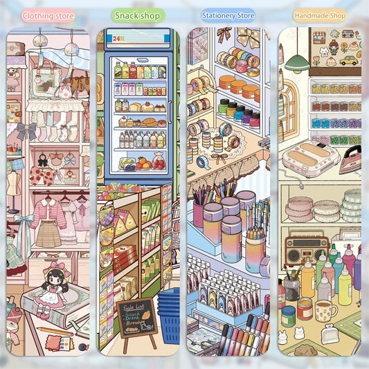 Immersive Scene-Creating Stickers, Multi-Scene Miniature Store Material Stickers, Panoramic Positioning, No-Cut DIY Journal D