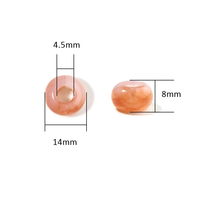 50pcs/lot Colorful Round Acrylic Beads Big Hole Loose Spacer Beads For Jewelry Making DIY Necklaces Bracelets Accessories
