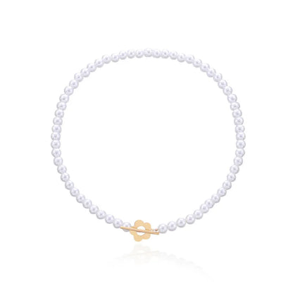 LATS 2022 Fashion Luxury OT Buckle Crystal Glass Bead Chain Choker Necklace for Women Flower Lariat Lock Collar Necklace Gift