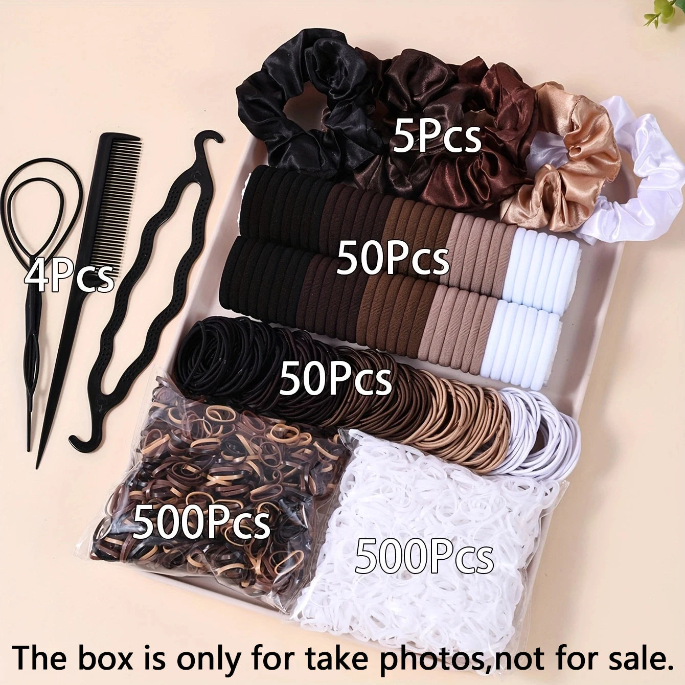 1109pcs Women Dark Hair Accessories Set Elastic Seamless Ponytail Scrunchies Small Rubber Bands Fashion Hair Ties Headbands -