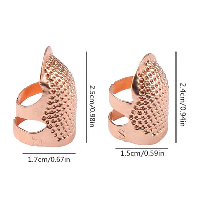2PCS Vintage Adjustable Thimble Hand Sewing Thimble Ring Home Non-Slip Needle Press Finger Sleeve