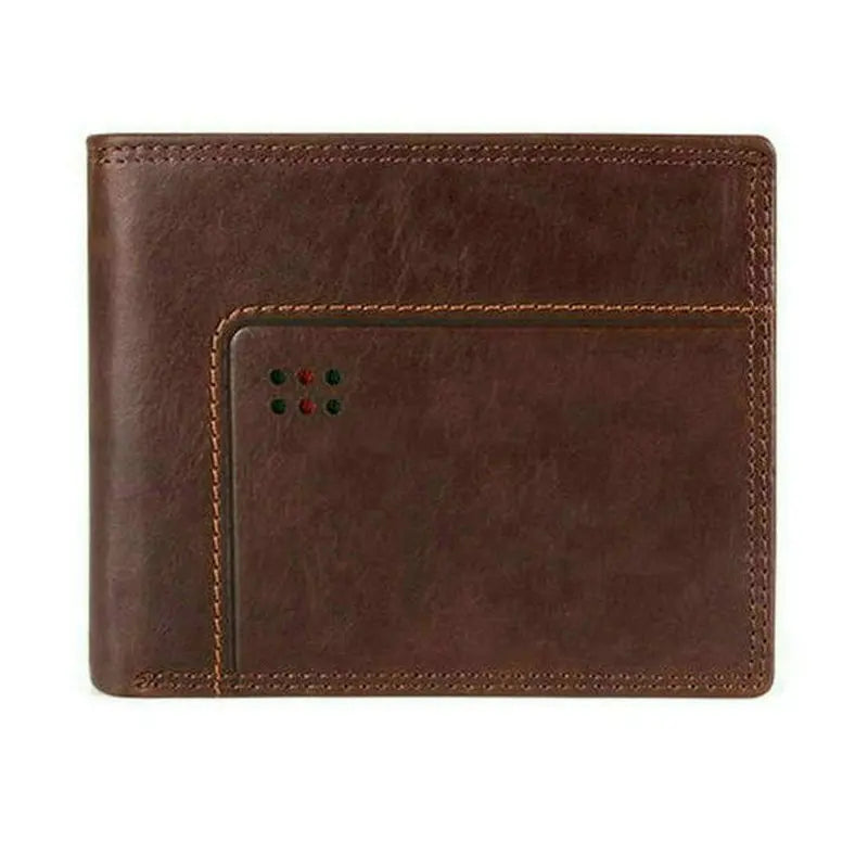 GENODERN Cow Leather Men Wallets with Coin Pocket Vintage Male Purse RFID Blocking Genuine Leather Men Wallet with Card Holde