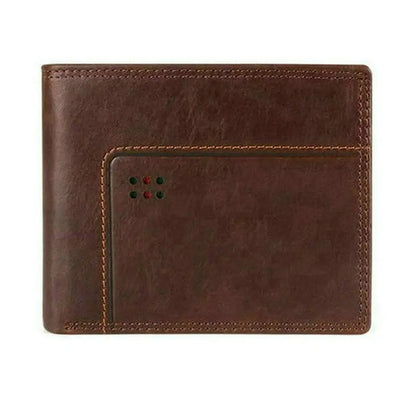 GENODERN Cow Leather Men Wallets with Coin Pocket Vintage Male Purse RFID Blocking Genuine Leather Men Wallet with Card Holde
