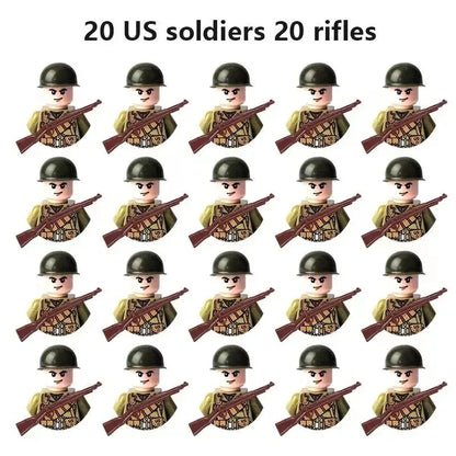 Multi-style military soldiers mini character building blocks DIY assembled building blocks children's collection toys and gif